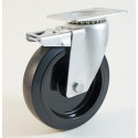 Roulette à platine haute température, roue à bandage caoutchouc noir, CU 80 Kg