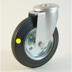 Roulette à trou central, roue anti statique bandage caoutchouc CU 50 à 205 Kg