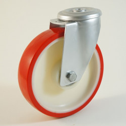 Roulette à trou central, roue à bandage polyuréthane CU 100 à 300 Kg