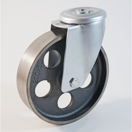 Roulette à trou central, roue en fonte - 40 à + 500 °C (série QE/22)